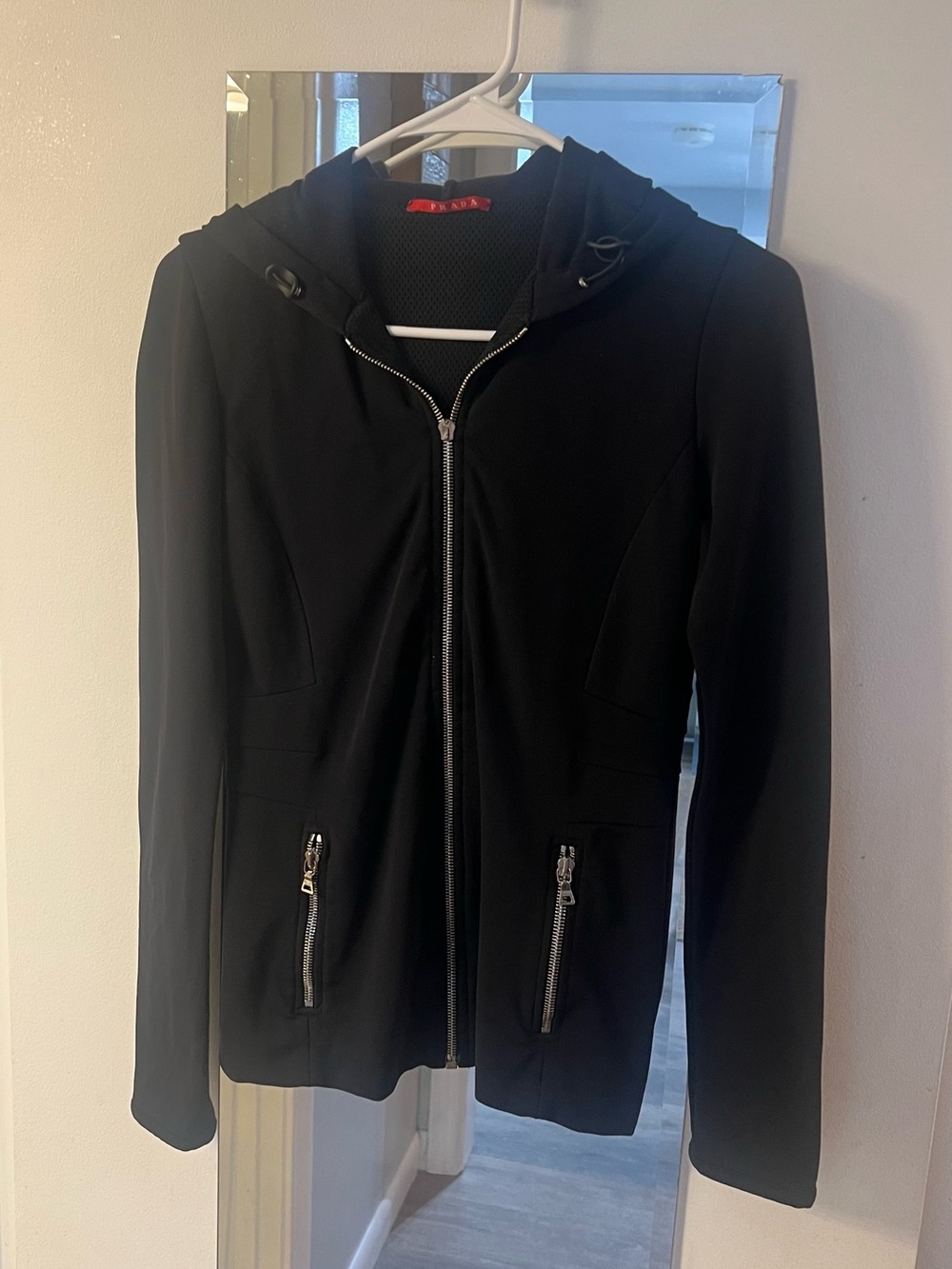 Prada Black Hooded Zip-Up Utility Jacket